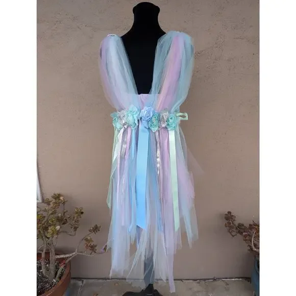 💜Handmade Fairy Pixie Dress – Lavender with Floral Tulle – 36B Base - Picture 2 of 10